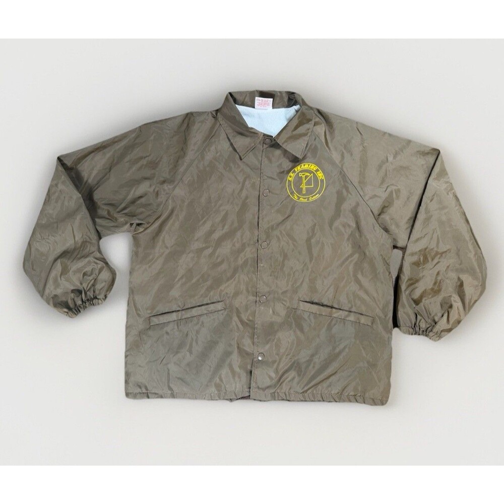 Vtg 70s Cardinal S.S Framing Inc The Steel Setters Co Bomber Chore Jacket Mens L